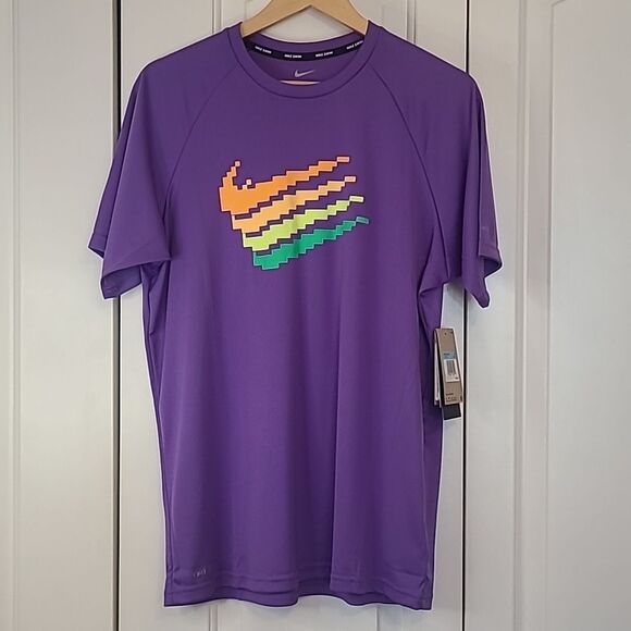 Nike Men Digi Swoosh Short Sleeve Hydroguard Purple Size M - Picture 2 of 14